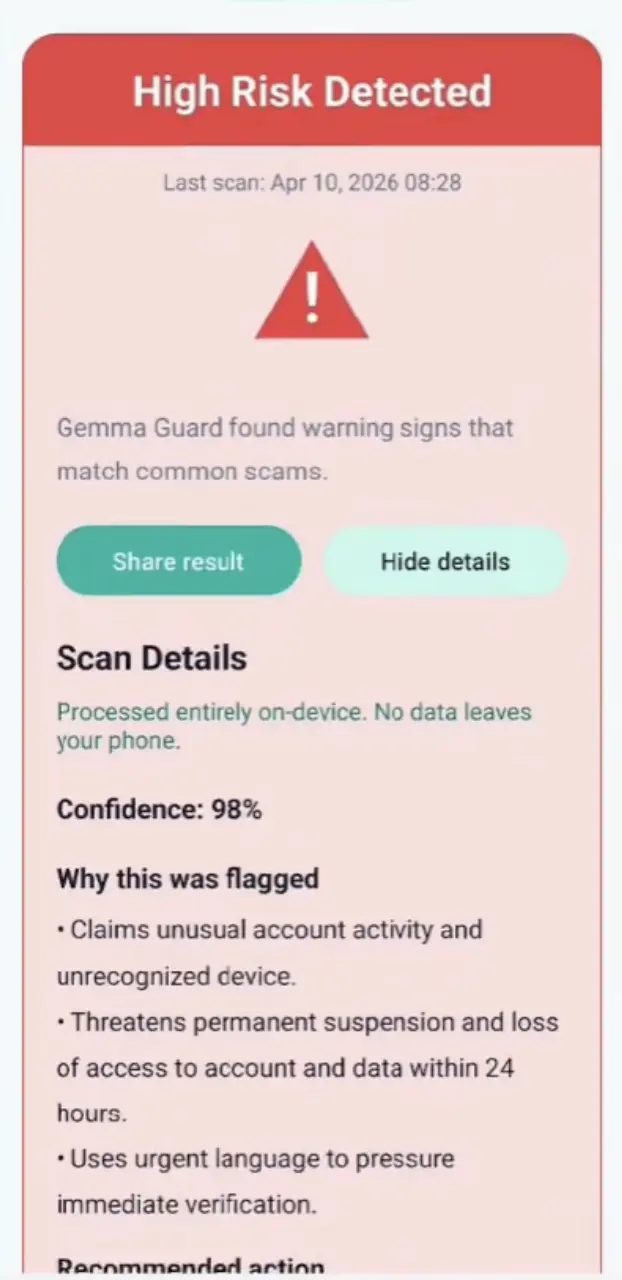 Gemma Guard details screen